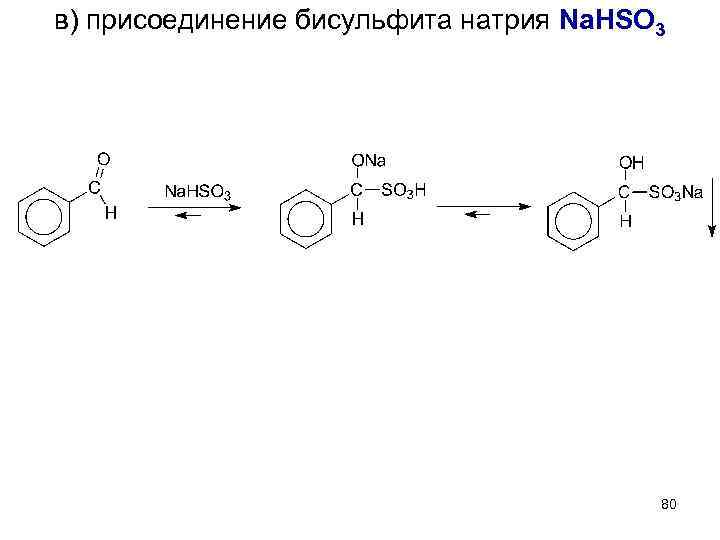 в) присоединение бисульфита натрия Na. HSO 3 80 