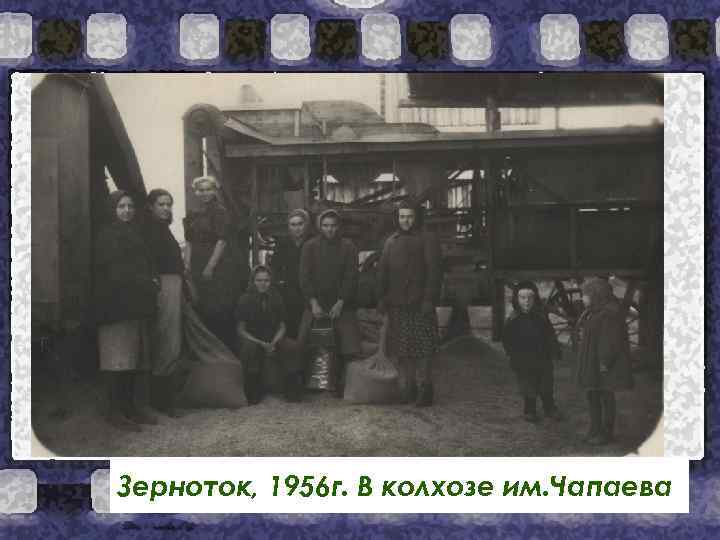 Зерноток, 1956 г. В колхозе им. Чапаева 