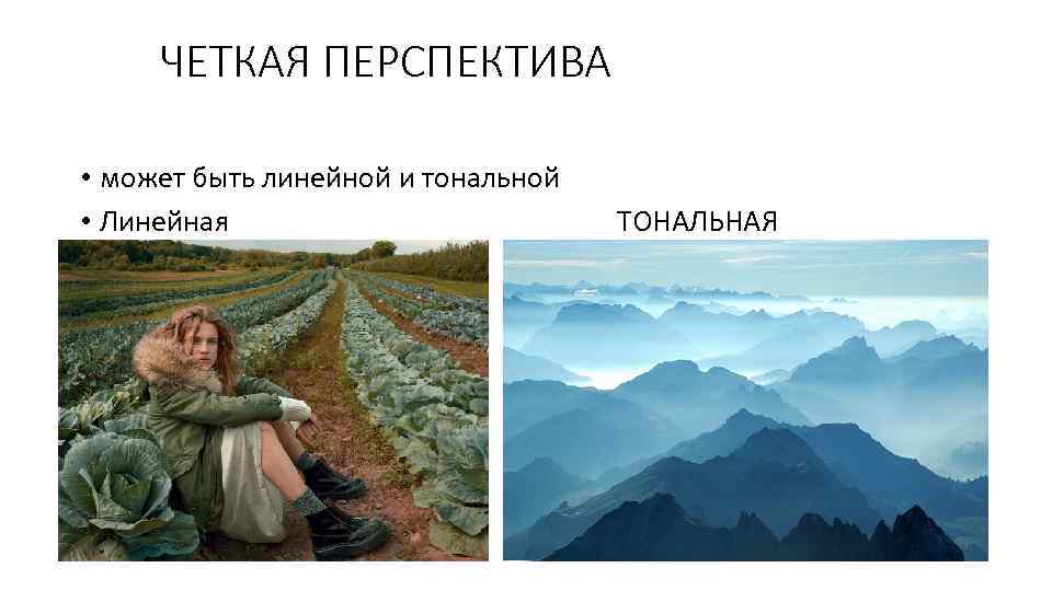 ЧЕТКАЯ ПЕРСПЕКТИВА • может быть линейной и тональной • Линейная ТОНАЛЬНАЯ 