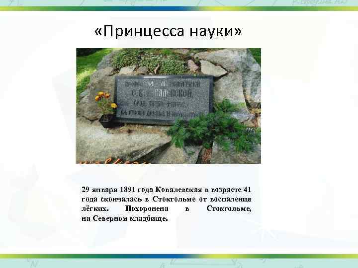  «Принцесса науки» 29 января 1891 года Ковалевская в возрасте 41 года скончалась в