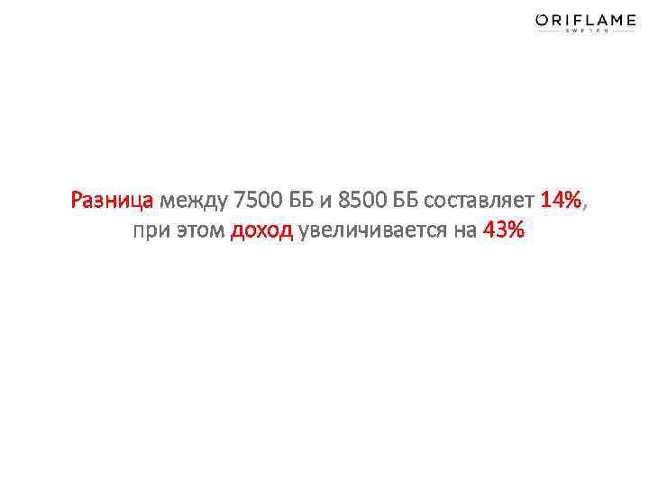 Разница между 7500 ББ и 8500 ББ составляет 14%, при этом доход увеличивается на