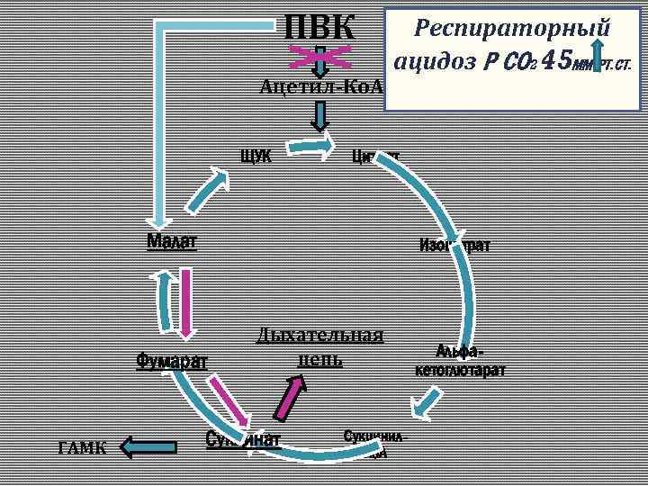 ПВК Ацетил-Ко. А ЩУК Респираторный ацидоз Р СО 2 45 ММ. РТ. СТ. Цитрат