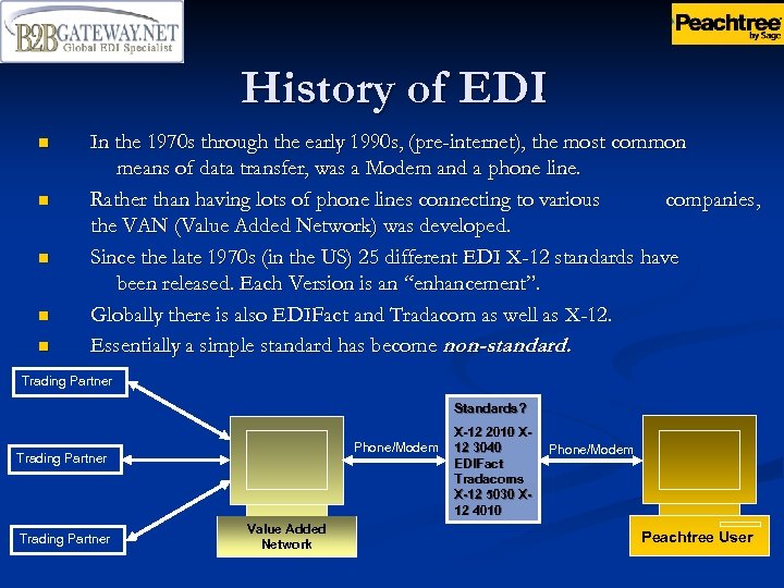 History of EDI n n n In the 1970 s through the early 1990