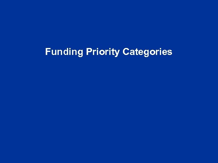 Funding Priority Categories 
