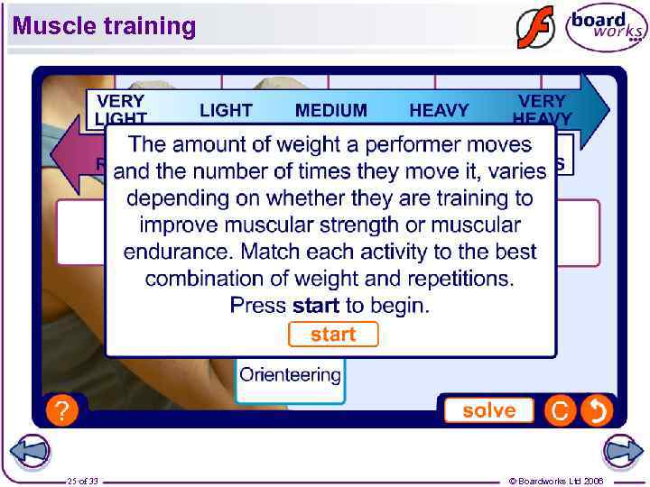Muscle training 25 of 33 © Boardworks Ltd 2006 