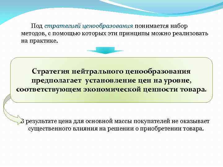 Под стратегией ценообразования понимается набор методов, с помощью которых эти принципы можно реализовать на