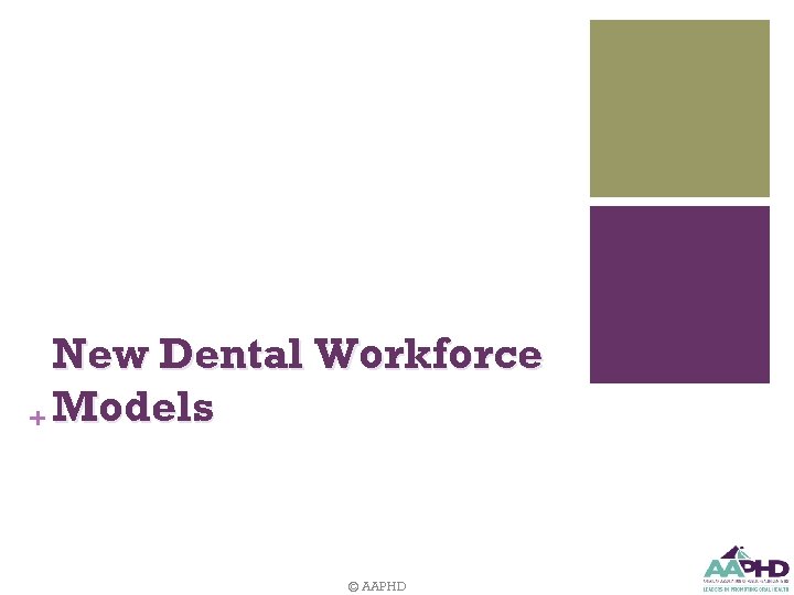 New Dental Workforce + Models © AAPHD 