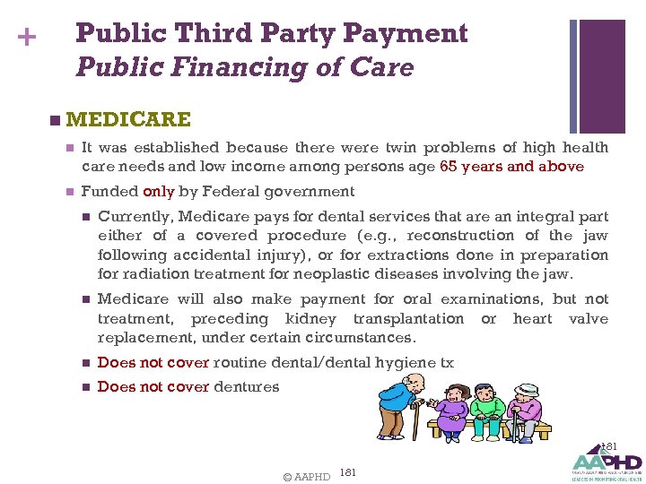 Public Third Party Payment Public Financing of Care + n MEDICARE n It was