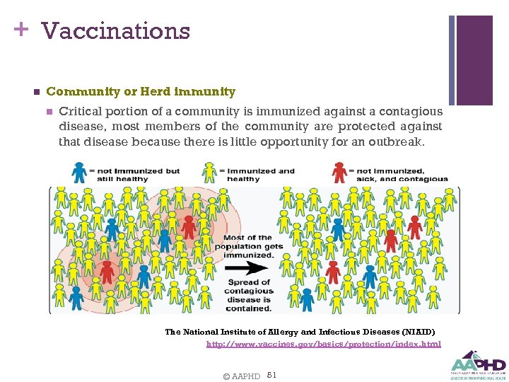 + Vaccinations n 51 Community or Herd immunity n Critical portion of a community