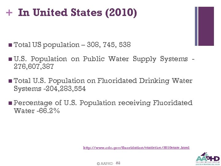 + In United States (2010) n Total US population – 308, 745, 538 n