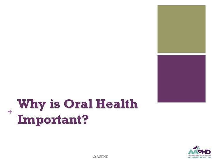 + Why is Oral Health Important? © AAPHD 