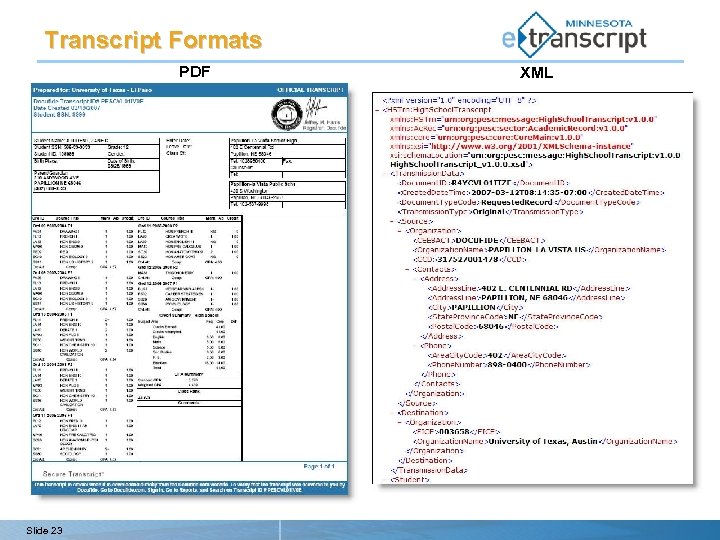 Transcript Formats PDF Slide 23 XML 