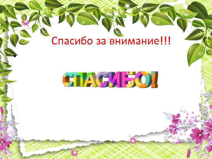 Спасибо за внимание!!! • 