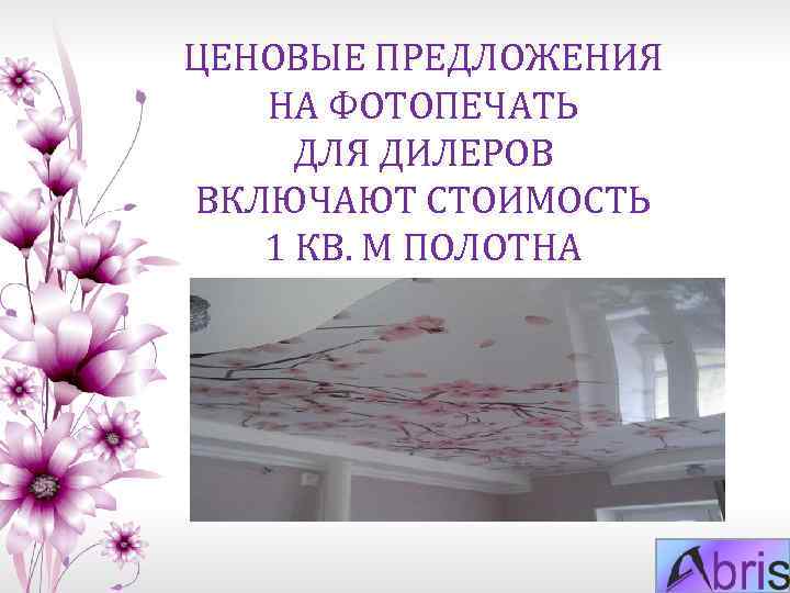 ЦЕНОВЫЕ ПРЕДЛОЖЕНИЯ НА ФОТОПЕЧАТЬ ДЛЯ ДИЛЕРОВ ВКЛЮЧАЮТ СТОИМОСТЬ 1 КВ. М ПОЛОТНА 
