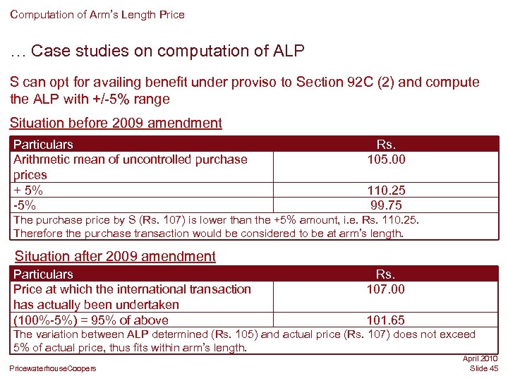 Computation of Arm’s Length Price … Case studies on computation of ALP S can