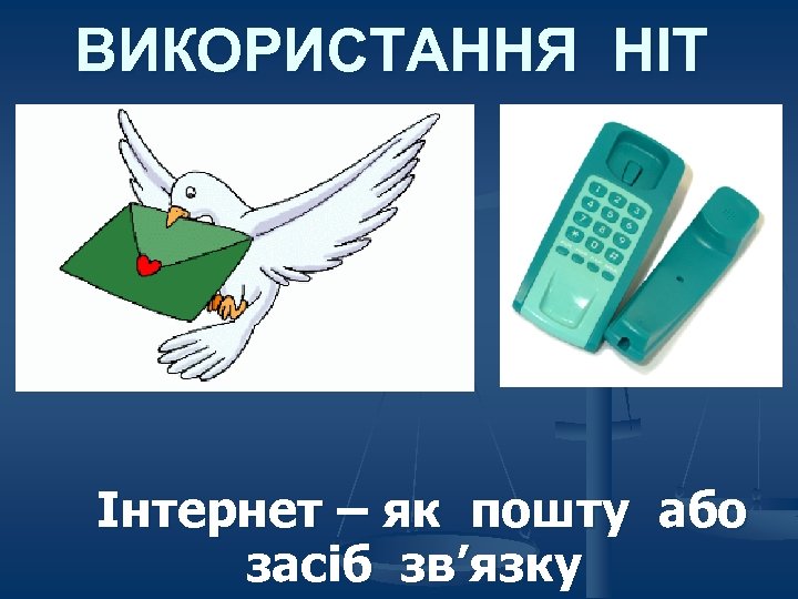 ВИКОРИСТАННЯ НІТ Інтернет – як пошту або засіб зв’язку 