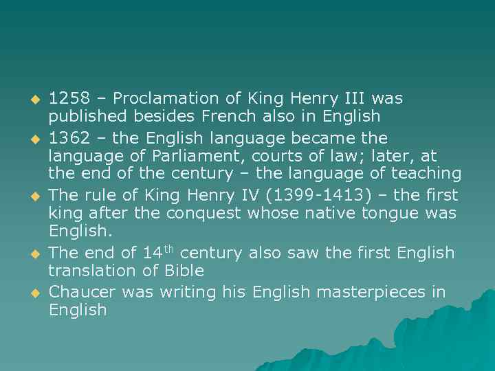 u u u 1258 – Proclamation of King Henry III was published besides French