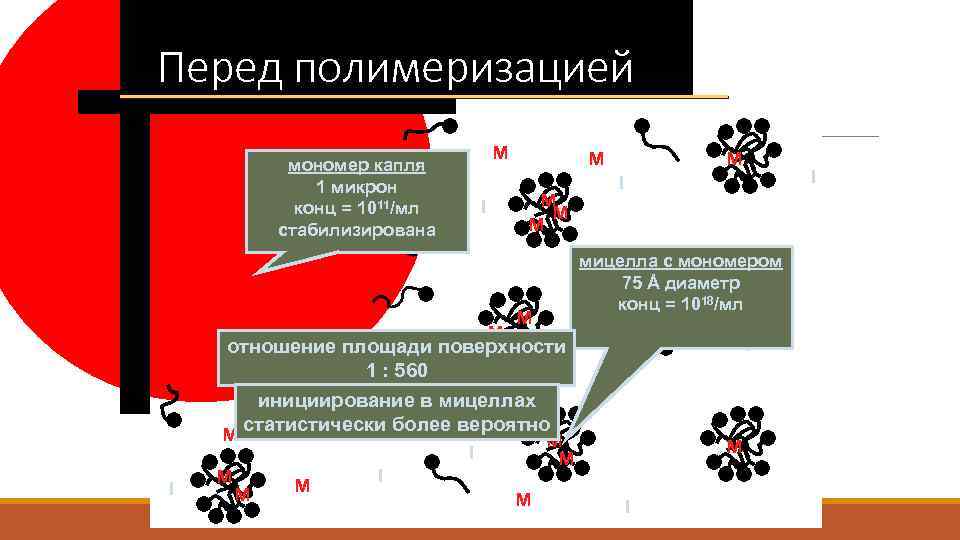 Перед полимеризацией M мономер капля 1 микрон конц = 1011/мл стабилизирована I M M
