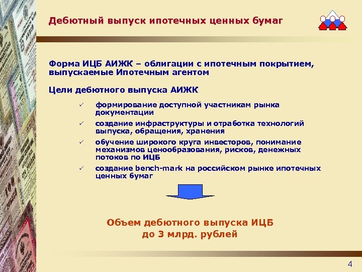 Дебютный выпуск ипотечных ценных бумаг Форма ИЦБ АИЖК – облигации с ипотечным покрытием, выпускаемые