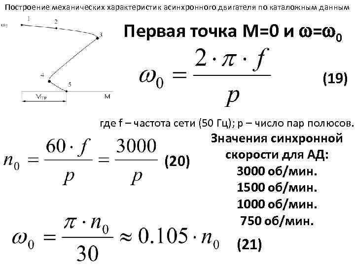 Построение механических характеристик асинхронного двигателя по каталожным данным Первая точка М=0 и = 0