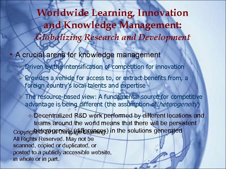 Worldwide Learning, Innovation and Knowledge Management: Globalizing Research and Development • A crucial arena