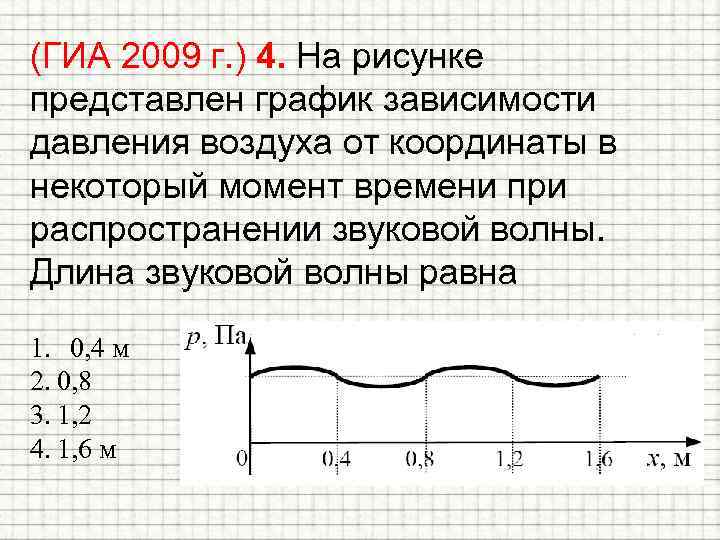 (ГИА 2009 г. ) 4. На рисунке представлен график зависимости давления воздуха от координаты