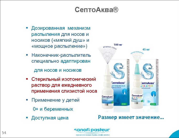 Септо. Аква® § Дозированная механизм распыления для носов и носиков ( «мягкий душ» и