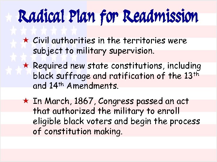 Radical Plan for Readmission « Civil authorities in the territories were subject to military