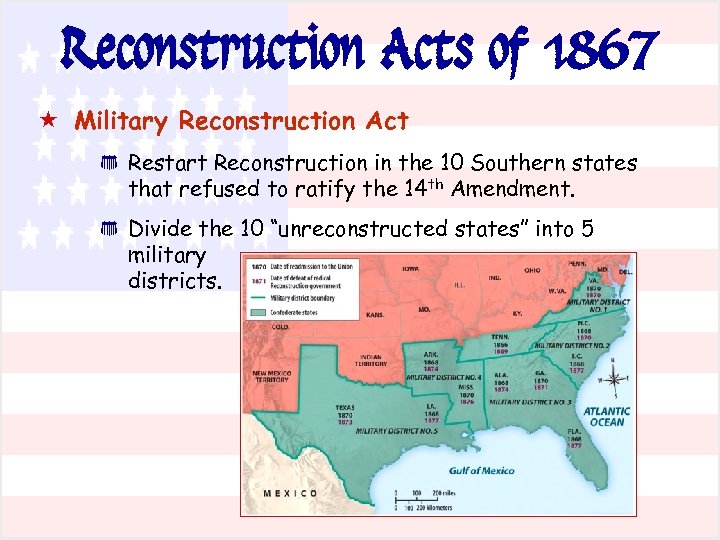 Reconstruction Acts of 1867 « Military Reconstruction Act * * Restart Reconstruction in the