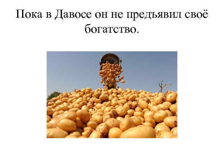 Пока в Давосе он не предъявил своё богатство. 