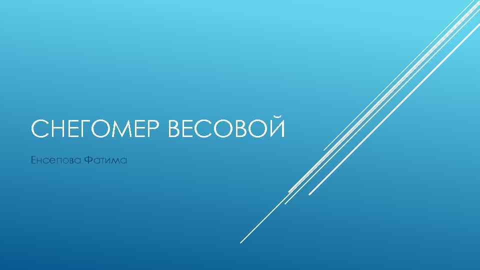 СНЕГОМЕР ВЕСОВОЙ Енсепова Фатима 