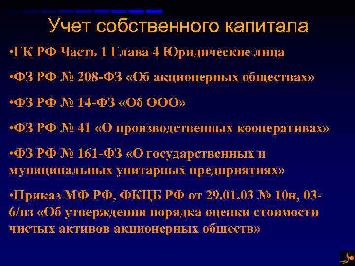 Бухгалтерский учет собственного капитала организации