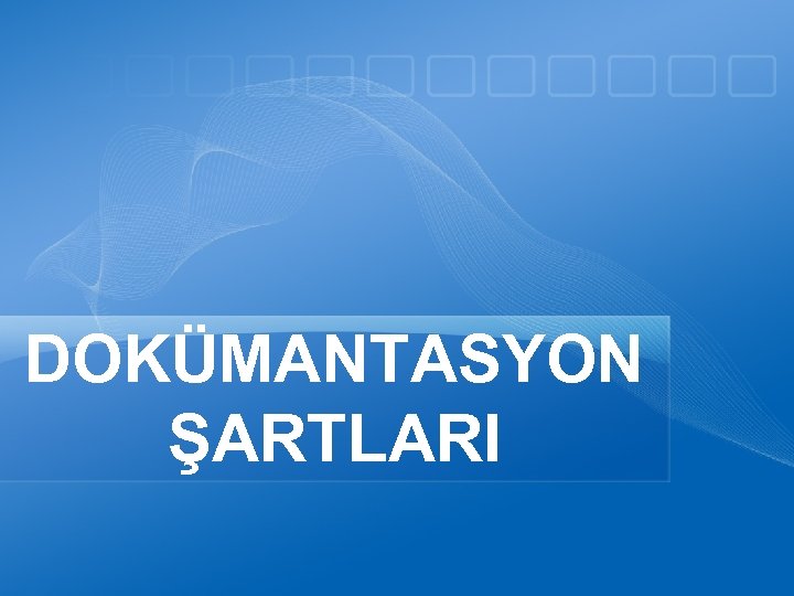 DOKÜMANTASYON ŞARTLARI 