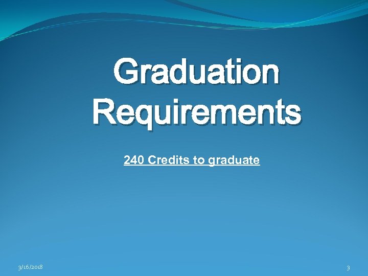 Graduation Requirements 240 Credits to graduate 3/16/2018 3 