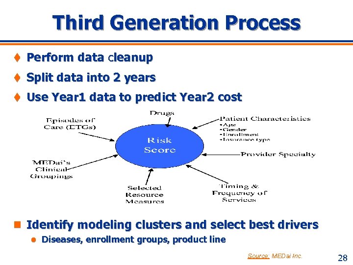 Third Generation Process t Perform data cleanup t Split data into 2 years t