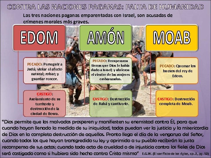 Las tres naciones paganas emparentadas con Israel, son acusadas de crímenes morales más graves.