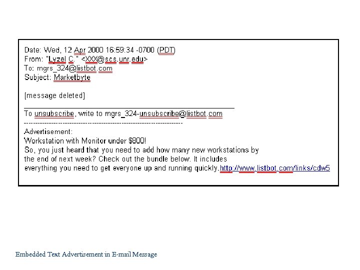 Embedded Text Advertisement in E-mail Message 