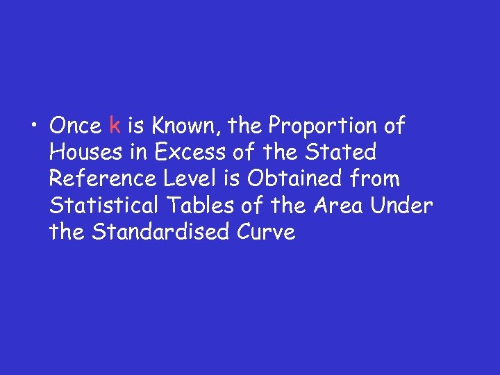  • Once k is Known, the Proportion of Houses in Excess of the