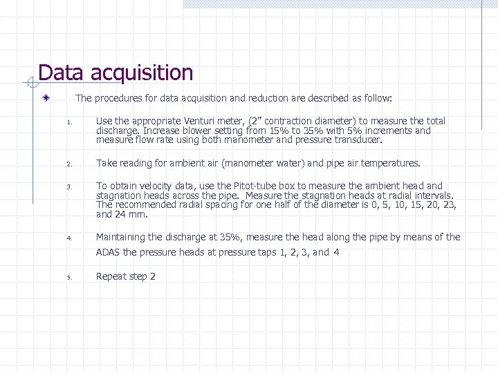 Data acquisition The procedures for data acquisition and reduction are described as follow: 1.