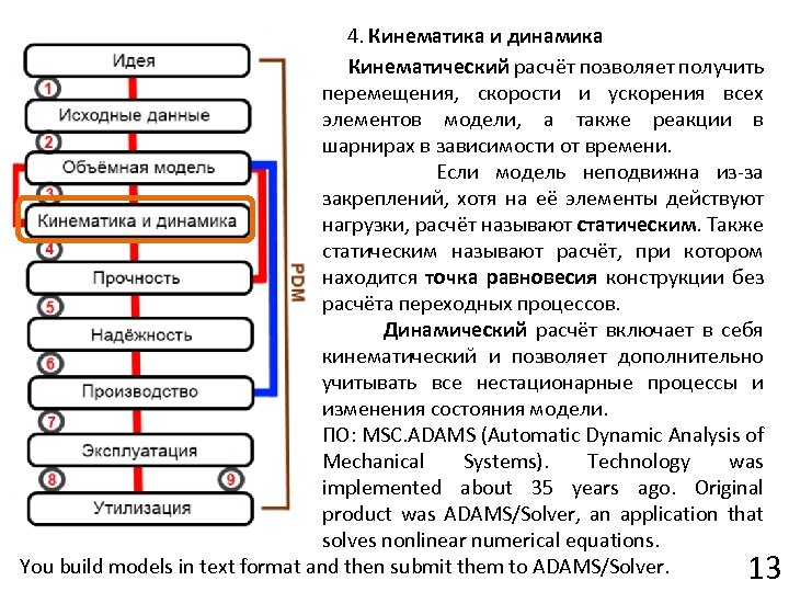  4. Кинематика и динамика Кинематический расчёт позволяет получить перемещения, скорости и ускорения всех
