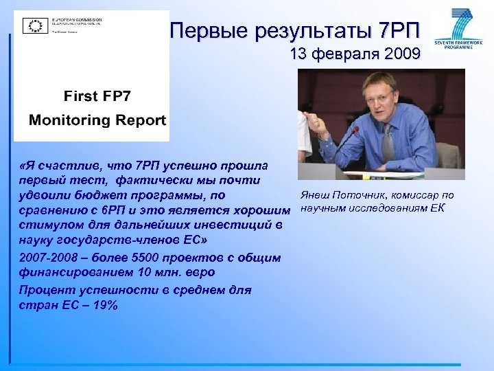 Первые результаты 7 РП 13 февраля 2009 «Я счастлив, что 7 РП успешно прошла