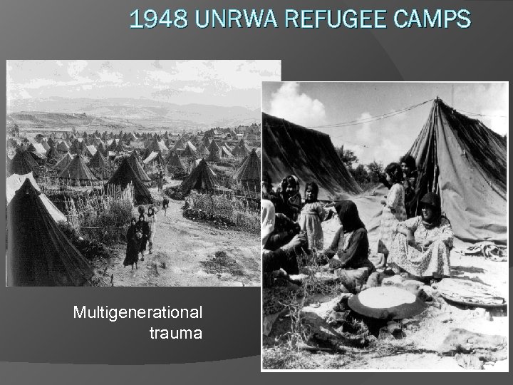 1948 UNRWA REFUGEE CAMPS Multigenerational trauma 