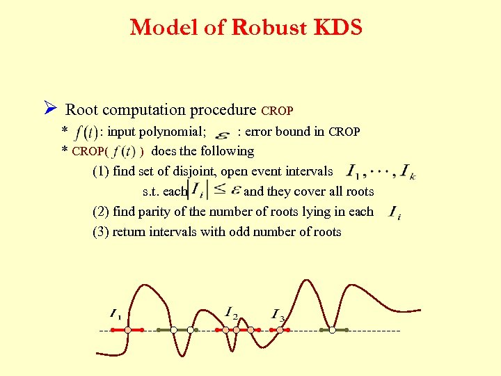 Model of Robust KDS Ø Root computation procedure CROP * : input polynomial; :