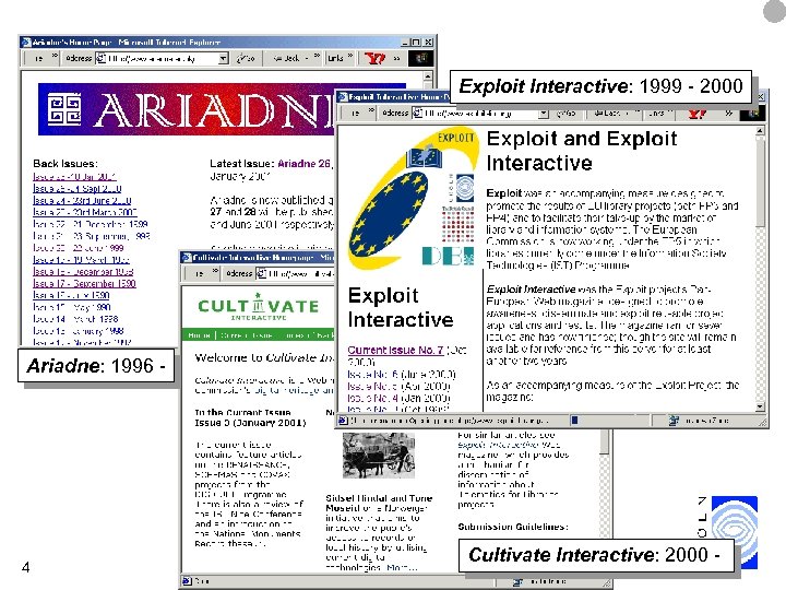 Exploit Interactive: 1999 - 2000 Ariadne: 1996 - 4 Cultivate Interactive: 2000 - 