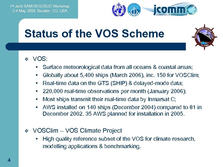 1 st Joint SAMOS/GOSUD Workshop 2 -4 May 2006, Boulder, CO, USA. Status of