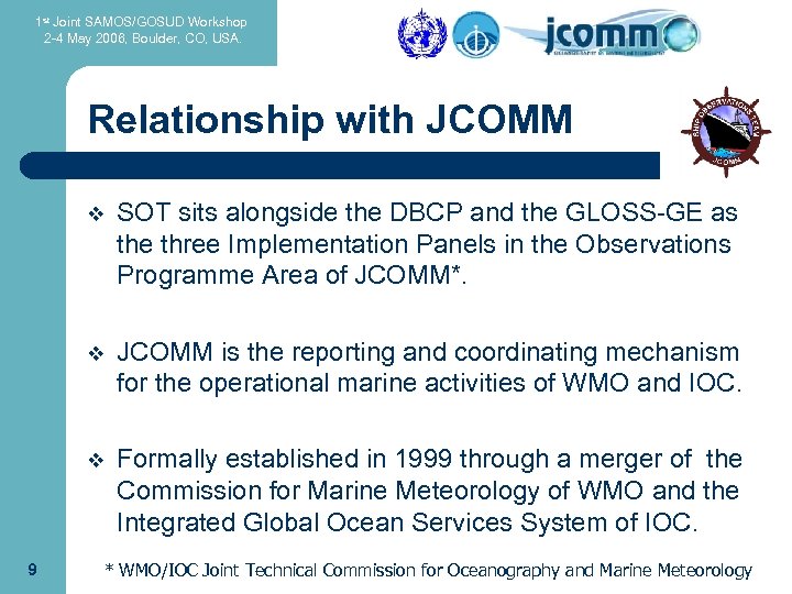 1 st Joint SAMOS/GOSUD Workshop 2 -4 May 2006, Boulder, CO, USA. Relationship with