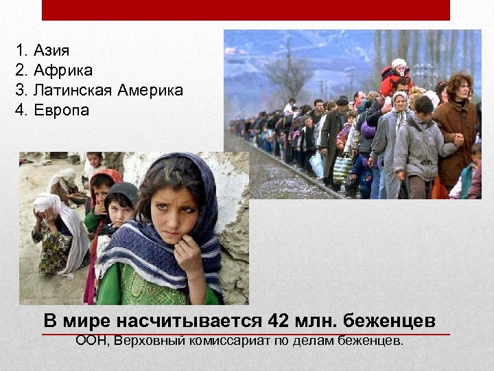 1. Азия 2. Африка 3. Латинская Америка 4. Европа В мире насчитывается 42 млн.