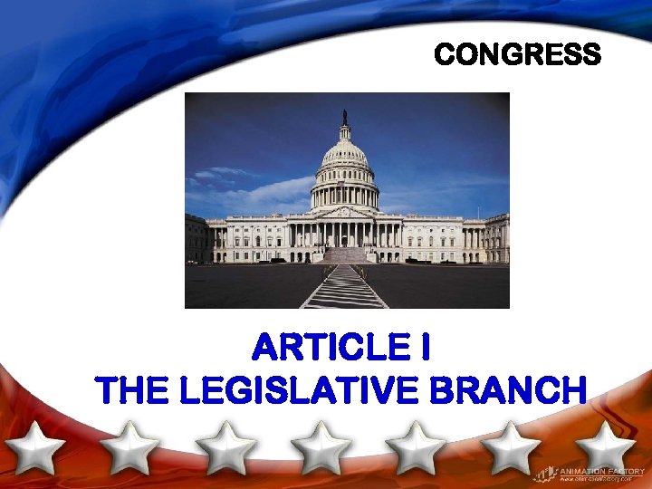 CONGRESS ARTICLE I THE LEGISLATIVE BRANCH 