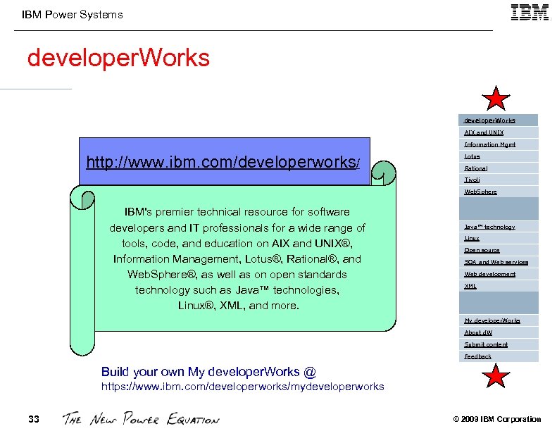 IBM Power Systems developer. Works AIX and UNIX Information Mgmt http: //www. ibm. com/developerworks/