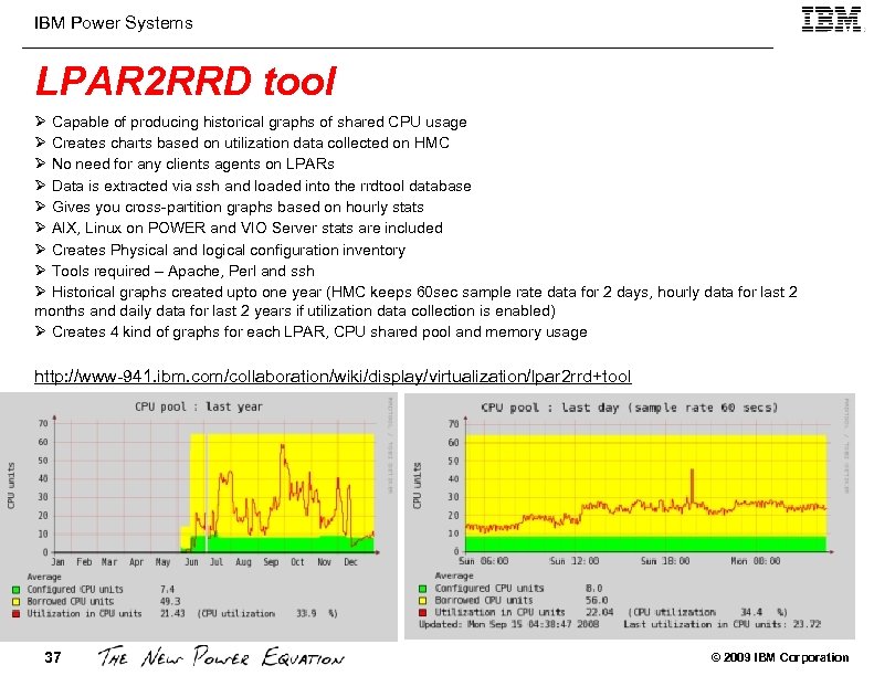 IBM Power Systems LPAR 2 RRD tool Ø Capable of producing historical graphs of